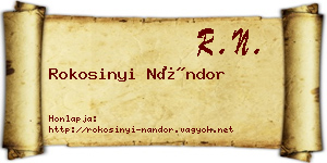 Rokosinyi Nándor névjegykártya